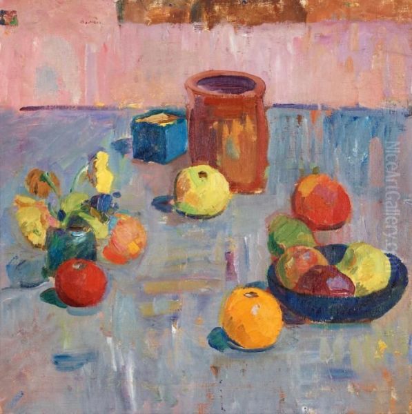 Still Life With Fruits And Pot Oil Painting by Karl Isakson