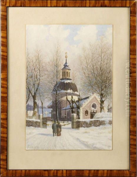 Solna Kyrka Oil Painting by Johan Fredrik Isberg