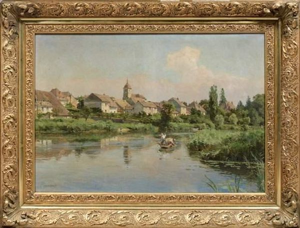 Vue De Rigny-sur-saone Oil Painting by Emile Isembart