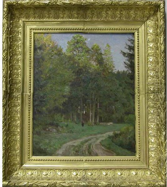 Paysanne A L'oree De Laforet Oil Painting by Marie-Victor Emile Isenbart