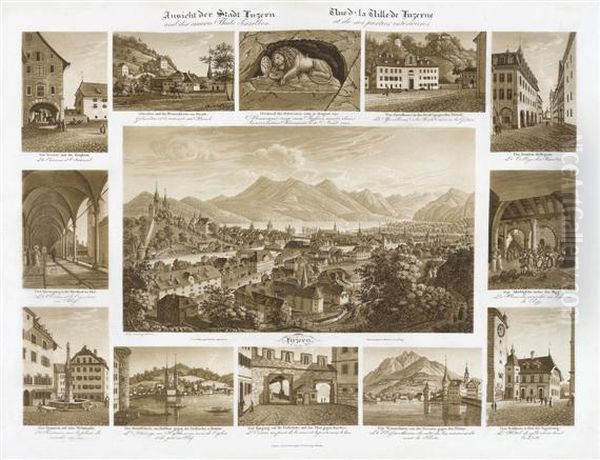 Ansicht Der Stadt Luzern Und Der Innern Theile Derselben Oil Painting by Johann Baptist Isenring