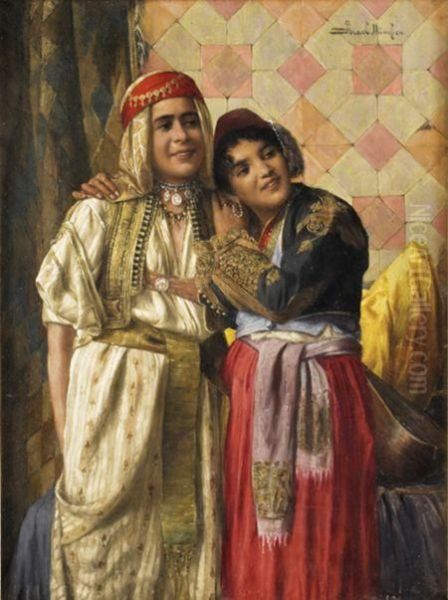 Two Arab Youths In Nationalcostume Oil Painting by Daniel Israel