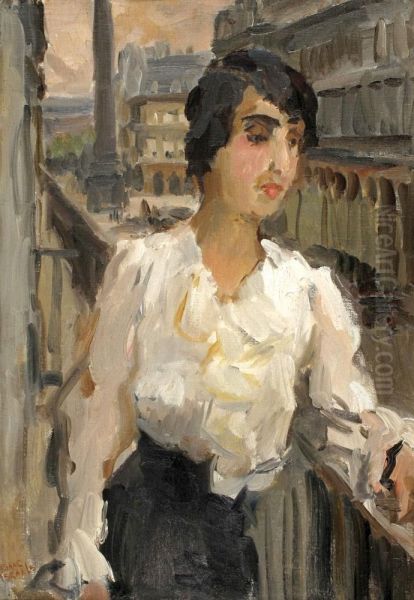 Girl On A Balcony Oil Painting by Isaac Israels