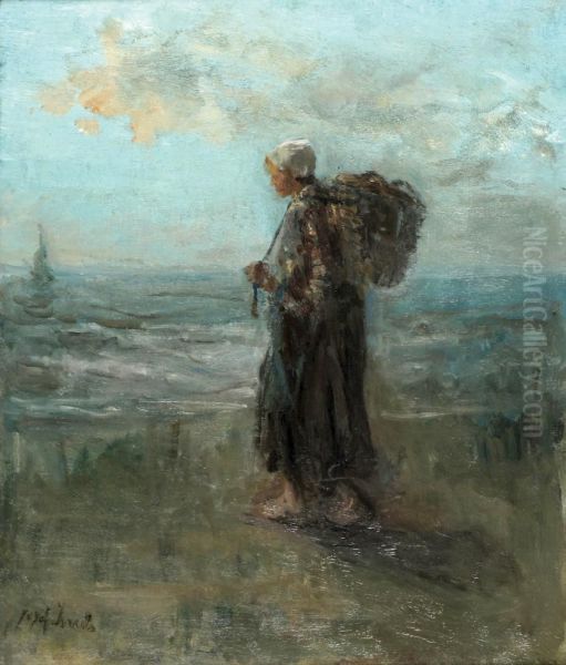 A Girl By The Shore Oil Painting by Jozef Israels