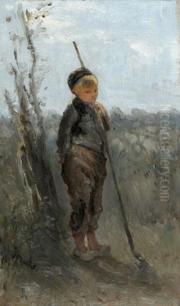 The Little Shepherd Oil Painting by Jozef Israels