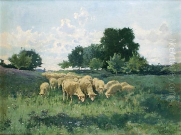 Les Moutons Dans La Prairie Oil Painting by Jozef Israels