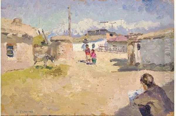 Summer Village Oil Painting by Constantin Istomin