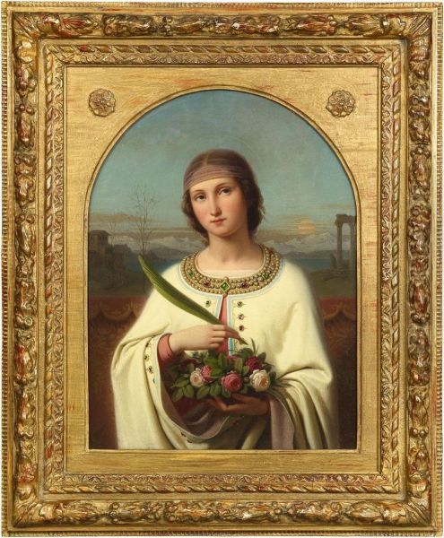 Hl. Dorothea Vonkappadokien Oil Painting by Franz Ittenbach