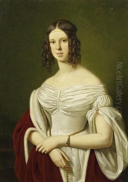 Portrait Of Marie Felicitas Zufurstenberg Oil Painting by Franz Ittenbach