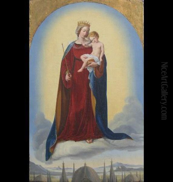 Madonna And Child Oil Painting by Franz Ittenbach