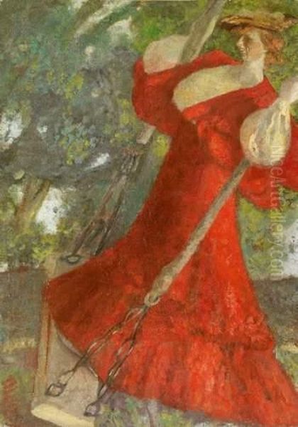 Femme A La Balancoire Oil Painting by Francisco Iturrino Gonzalez