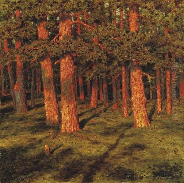 Pine Forest Oil Painting by Ivan Fedorovich Choultse