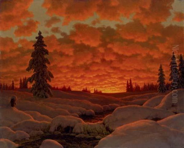 Winter Landscape Oil Painting by Ivan Fedorovich Choultse