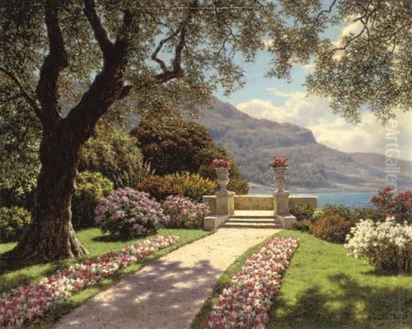 A Garden With A Sea View Oil Painting by Ivan Fedorovich Choultse