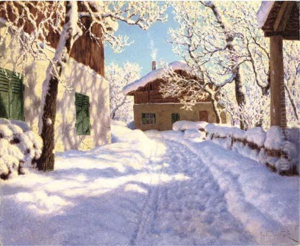 First Snow Oil Painting by Ivan Fedorovich Choultse