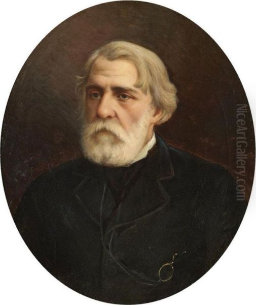 Portrait Of Ivan Turgenev Oil Painting by Ivan Yakovlevich Potolov