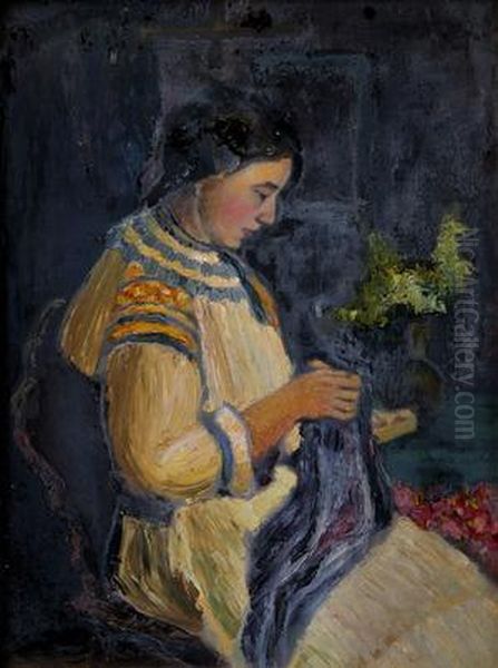 Pri Vysivani Oil Painting by Zabota Ivan