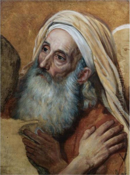 Head Of An Old Man And A Nazarene From Oil Painting by Alexander Andreivich Ivanov