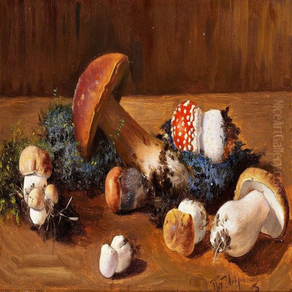 Mushrooms Oil Painting by Piotr Ivanovich Istrin