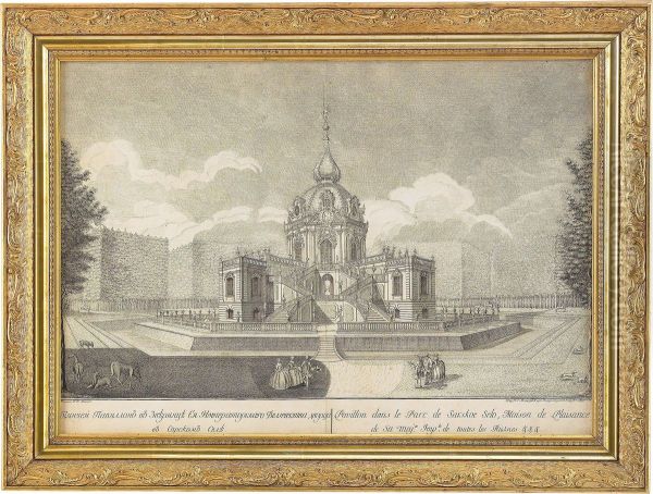 The Maison De Plaisance In The Park At Tsarskoe Selo Oil Painting by Mikhael Ivanovich Makhaev