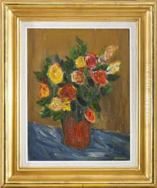 Blomsterstilleben Oil Painting by Ivan Ivarson