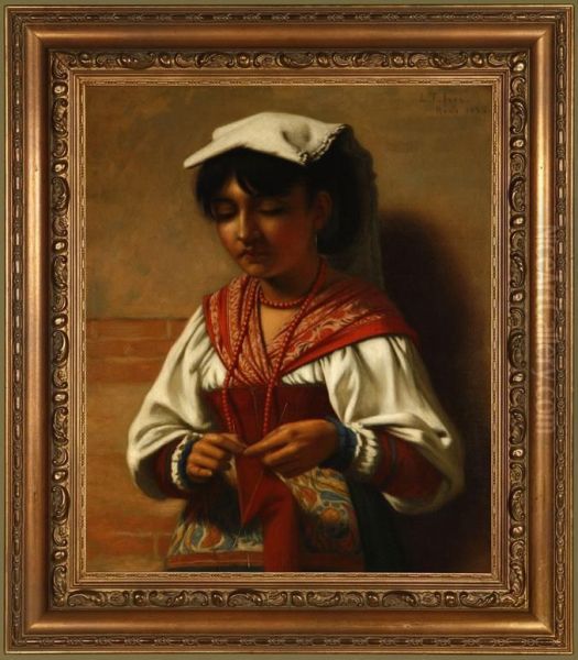 Roman Girl Oil Painting by Lewis T Ives