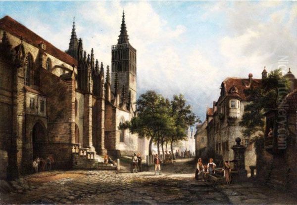 Ansicht Von Rothenburg Oil Painting by Henri Jackel