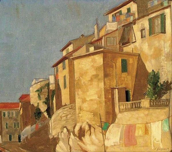 Domy W Antibes Oil Painting by Henryk Jackowski-Nostitz