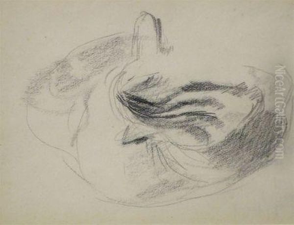 Pencil Drawing, Cat Study , 3 1/2 Oil Painting by Francis Ernest Jackson