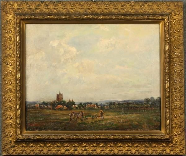 Paesaggio Con Contadini Nei Campi Oil Painting by Frederick William Jackson