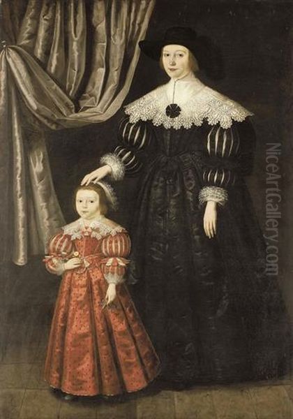 Double Portrait Of A Lady And Her Daughter Oil Painting by Gilbert Jackson