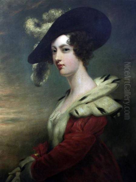 Half Length Portrait Of Lady Dover (georgina Agar-ellis) Oil Painting by John Jackson