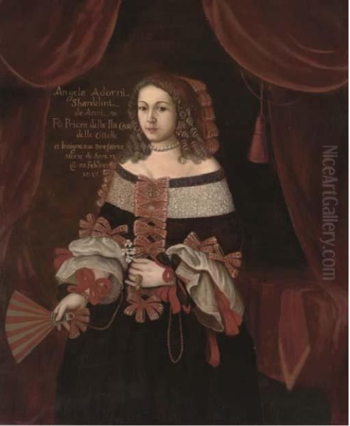 Portrait Of Angela Adorni Shardelini Oil Painting by John Adams Jackson