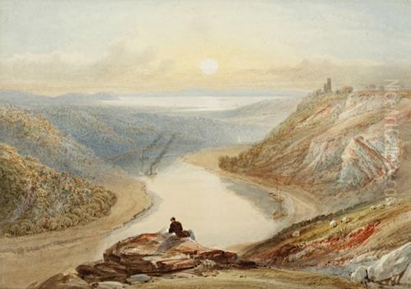 The Avon Gorge From Clifton Down Showing Cook's Folly And Looking Towards The Severn Estuary Oil Painting by Samuel Jackson