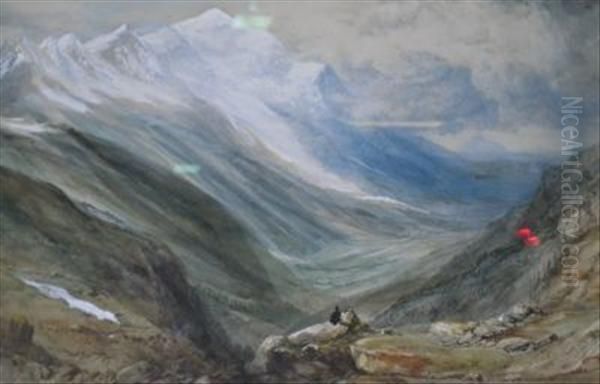 Figures In A Mountainous Landscape Oil Painting by Samuel Jackson