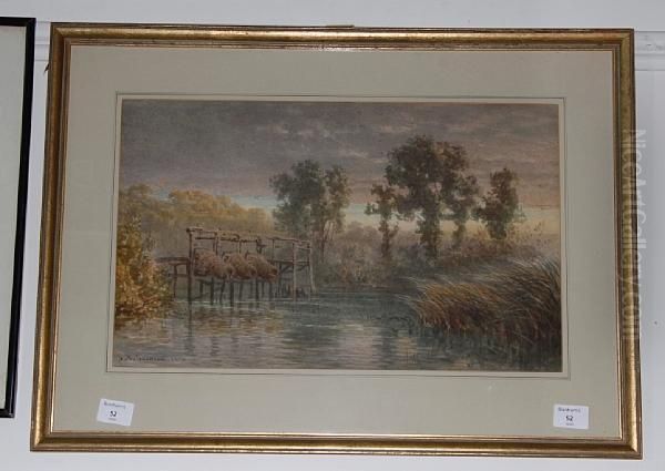 River Landscape Oil Painting by Samuel Jackson