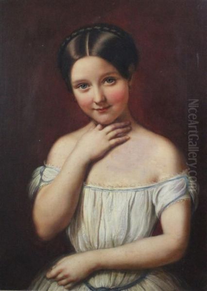 Portrait Of A Young Lady Oil Painting by Julius I Jacob