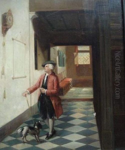 Gentilhomme Verifiant L'heure Oil Painting by Julius I Jacob