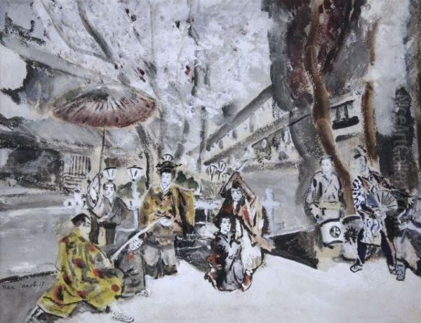 Scene Japonaise Avec Samourais Oil Painting by Max Jacob