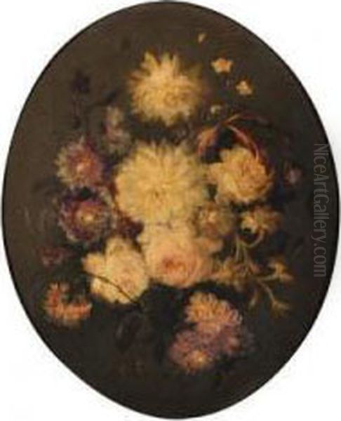 A Flower Still Life With Peonies, Dahlias And Carnations Oil Painting by Moise Jacobber