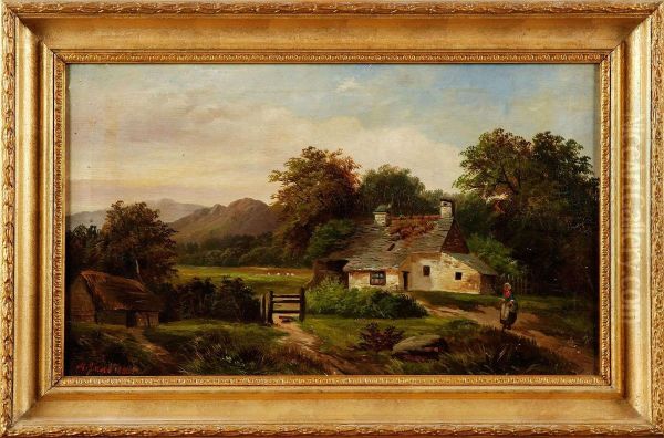 Old Cottage Oil Painting by M.M. Jacobi