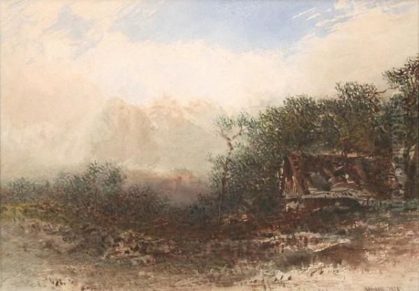 Alpine Cabin Oil Painting by Otto Reinhard Jacobi