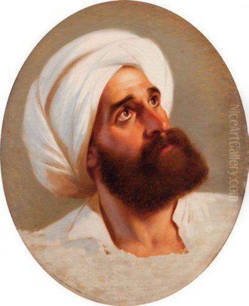 Portrait D'homme Au Turban Oil Painting by Paul Emil Jacobs