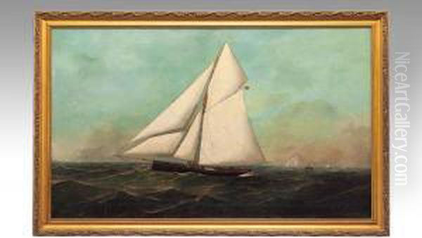 Racing Yacht At Sea Oil Painting by Antonio Nicolo Gasparo Jacobsen