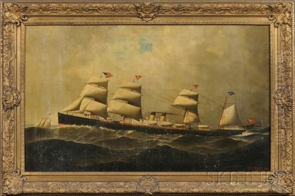 Portrait Of The White Star Royal Mail Steamer 
Germanic Oil Painting by Antonio Nicolo Gasparo Jacobsen