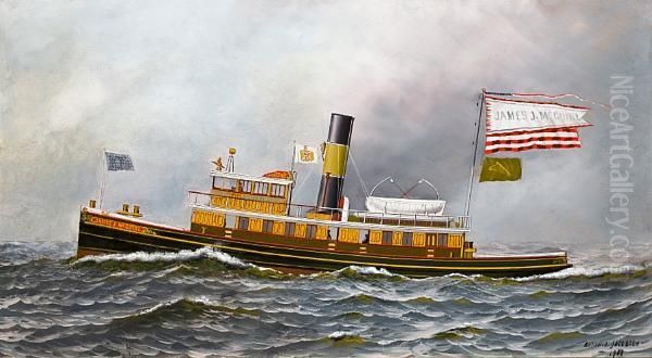 Tugboat Oil Painting by Antonio Nicolo Gasparo Jacobsen