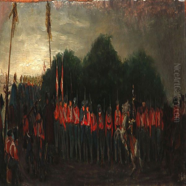 Marching Soldiers, Presumably From The First Schleswig War Oil Painting by David Jacobsen