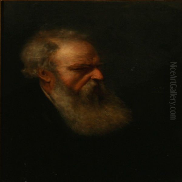 An Old Jew With A Beard Oil Painting by David Jacobsen