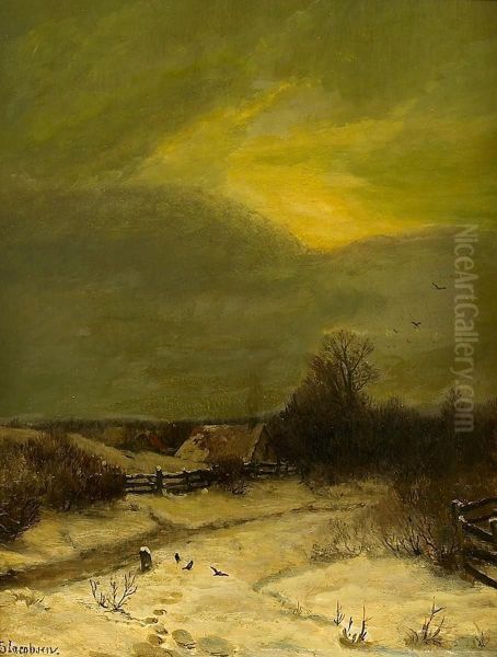 Winterabend Oil Painting by Sophus Jacobsen