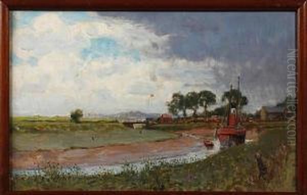 The River Rother, Rye, Sussex Oil Painting by George Percy Jacomb-Hood